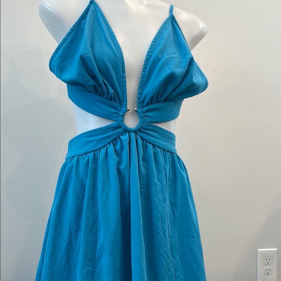 SHEIN US 2 XS Blue Maxi Dress with Cut Out and Slits - Picture 6 of 13